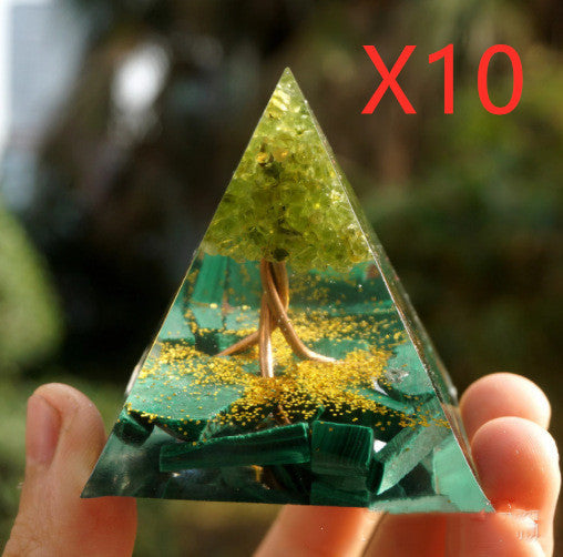 Natural Crystal Gravel Pyramid Energy Tower – Healing Stone Home Decoration