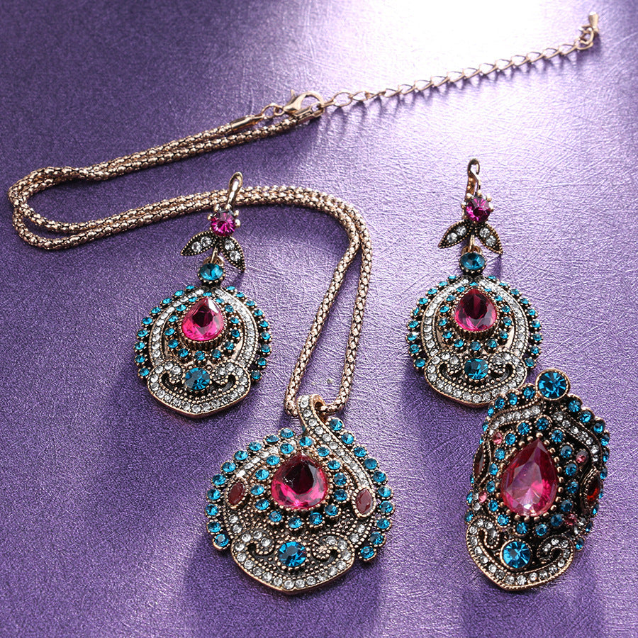 Bohemian Style Jewelry Set – Necklace, Earrings & Bracelet for Women