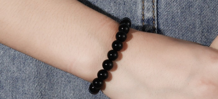 Black Onyx Beaded Bracelet – Natural Stone Healing Energy | Unisex Fashion Accessory