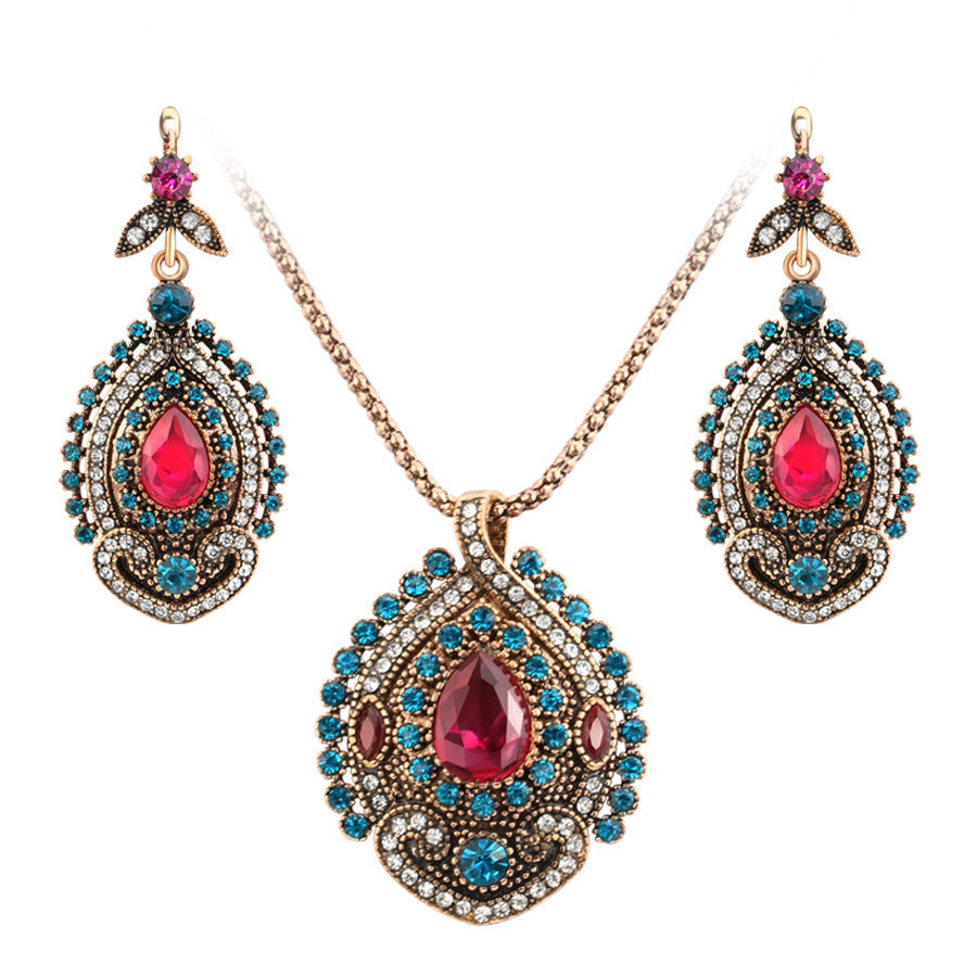 Bohemian Style Jewelry Set – Necklace, Earrings & Bracelet for Women
