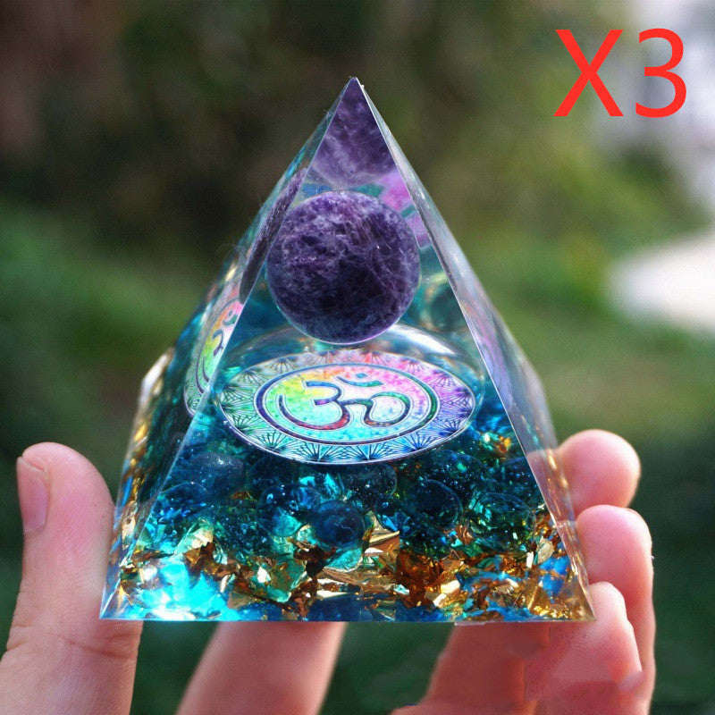 Natural Crystal Gravel Pyramid Energy Tower – Healing Stone Home Decoration