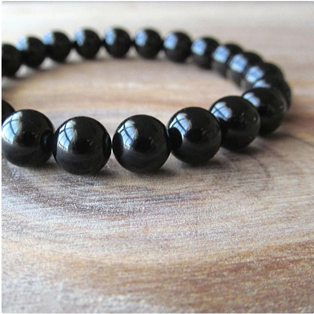 Black Onyx Beaded Bracelet – Natural Stone Healing Energy | Unisex Fashion Accessory