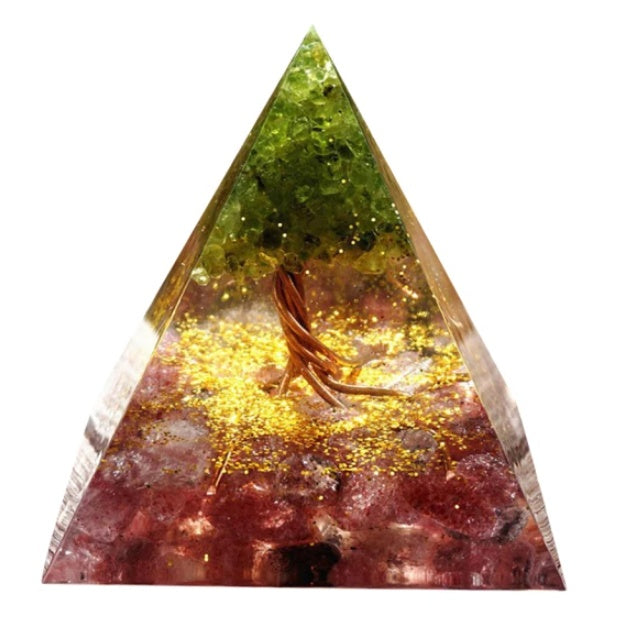 Natural Crystal Gravel Pyramid Energy Tower – Healing Stone Home Decoration