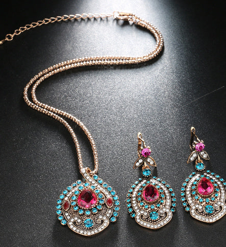Bohemian Style Jewelry Set – Necklace, Earrings & Bracelet for Women