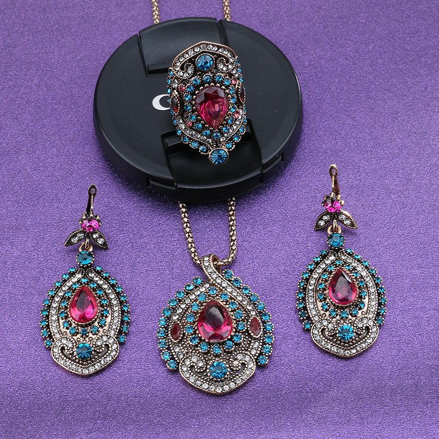 Bohemian Style Jewelry Set – Necklace, Earrings & Bracelet for Women