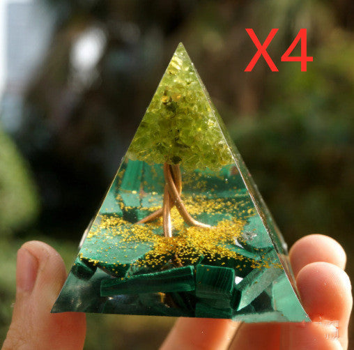 Natural Crystal Gravel Pyramid Energy Tower – Healing Stone Home Decoration