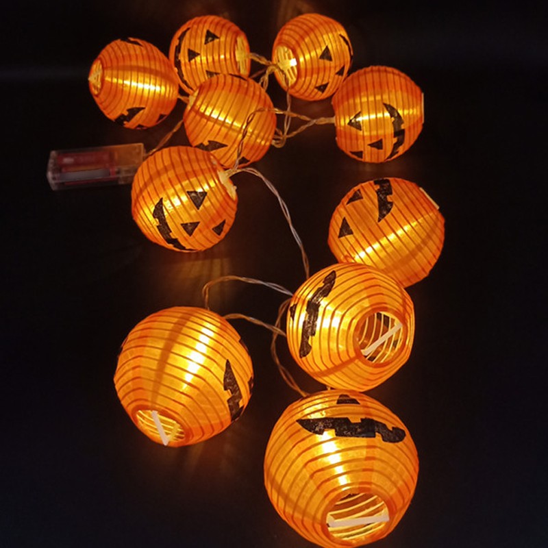 10-LED Halloween Pumpkin Curtain String Lights – Hanging Fairy Lantern for Party, Home, Window & Room Décor