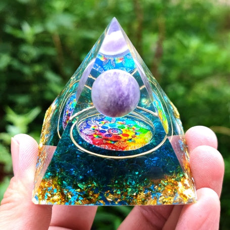 Natural Crystal Gravel Pyramid Energy Tower – Healing Stone Home Decoration