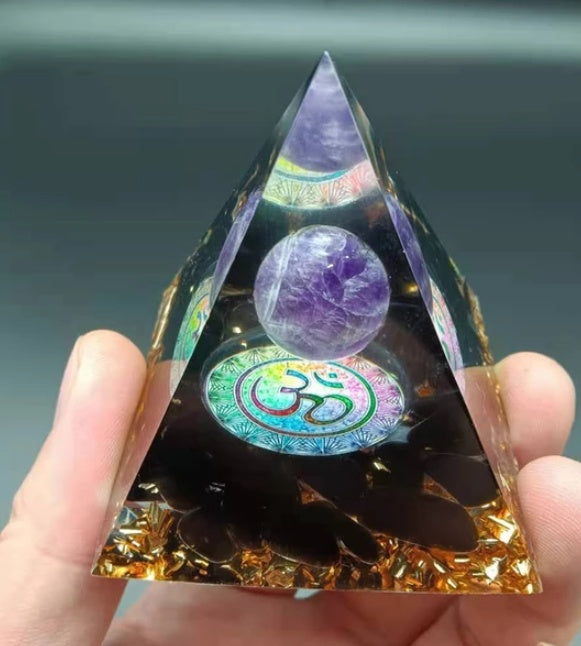 Natural Crystal Gravel Pyramid Energy Tower – Healing Stone Home Decoration