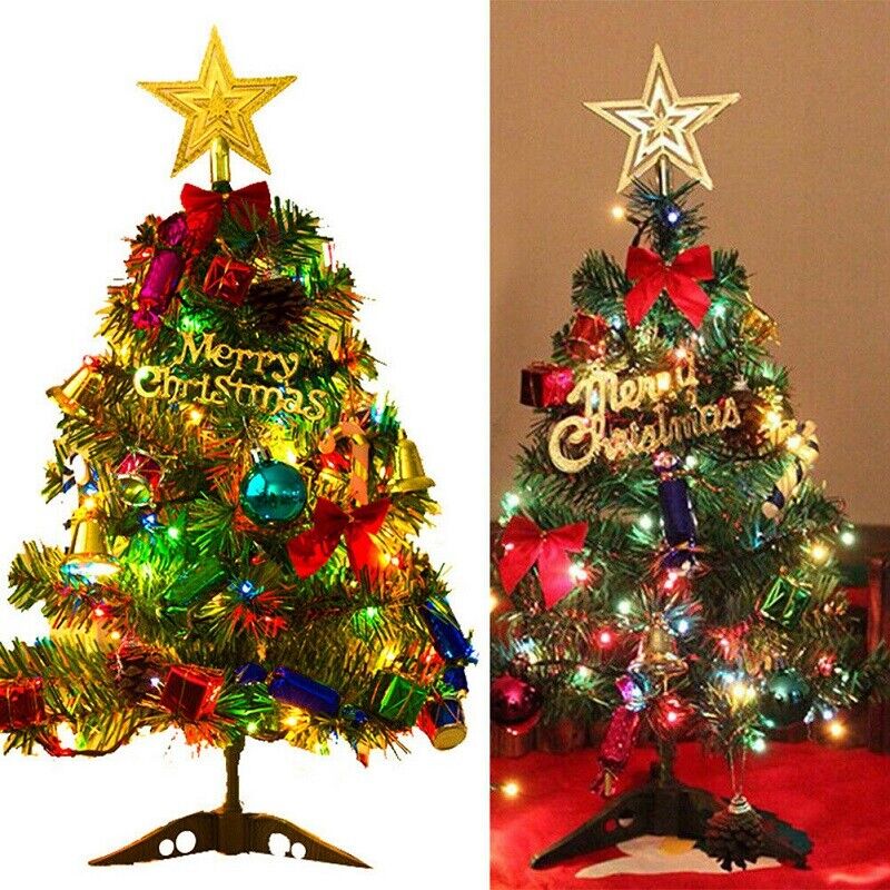 30" Mini Tabletop Christmas Tree with LED Lights & Ornaments – Artificial Small Holiday Decor