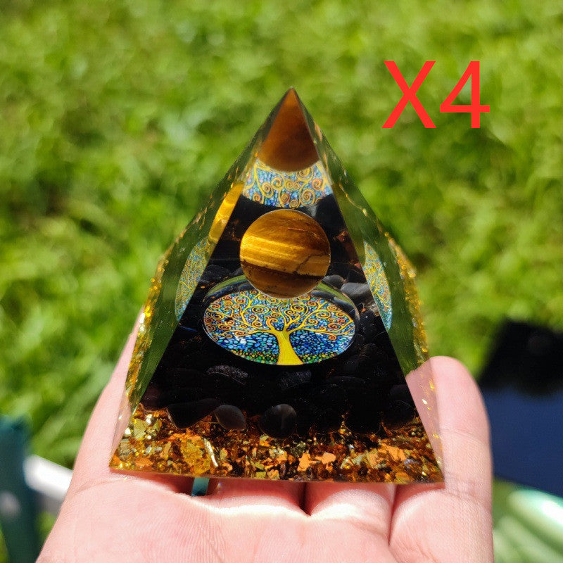 Natural Crystal Gravel Pyramid Energy Tower – Healing Stone Home Decoration