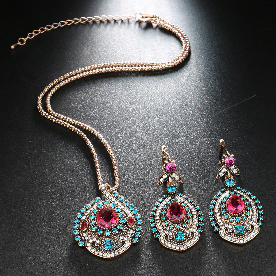 Bohemian Style Jewelry Set – Necklace, Earrings & Bracelet for Women