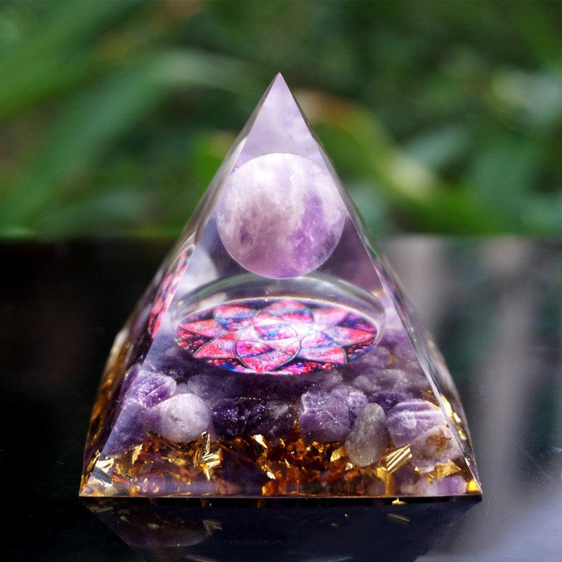 Natural Crystal Gravel Pyramid Energy Tower – Healing Stone Home Decoration