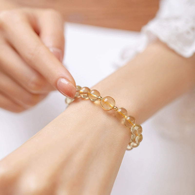 Yellow Crystal Bracelet with Golden Yellow Beads – Elegant Jewelry for Women
