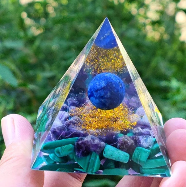 Natural Crystal Gravel Pyramid Energy Tower – Healing Stone Home Decoration