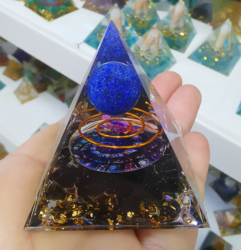 Natural Crystal Gravel Pyramid Energy Tower – Healing Stone Home Decoration