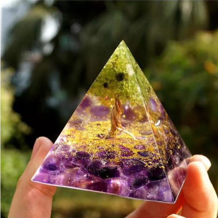 Natural Crystal Gravel Pyramid Energy Tower – Healing Stone Home Decoration