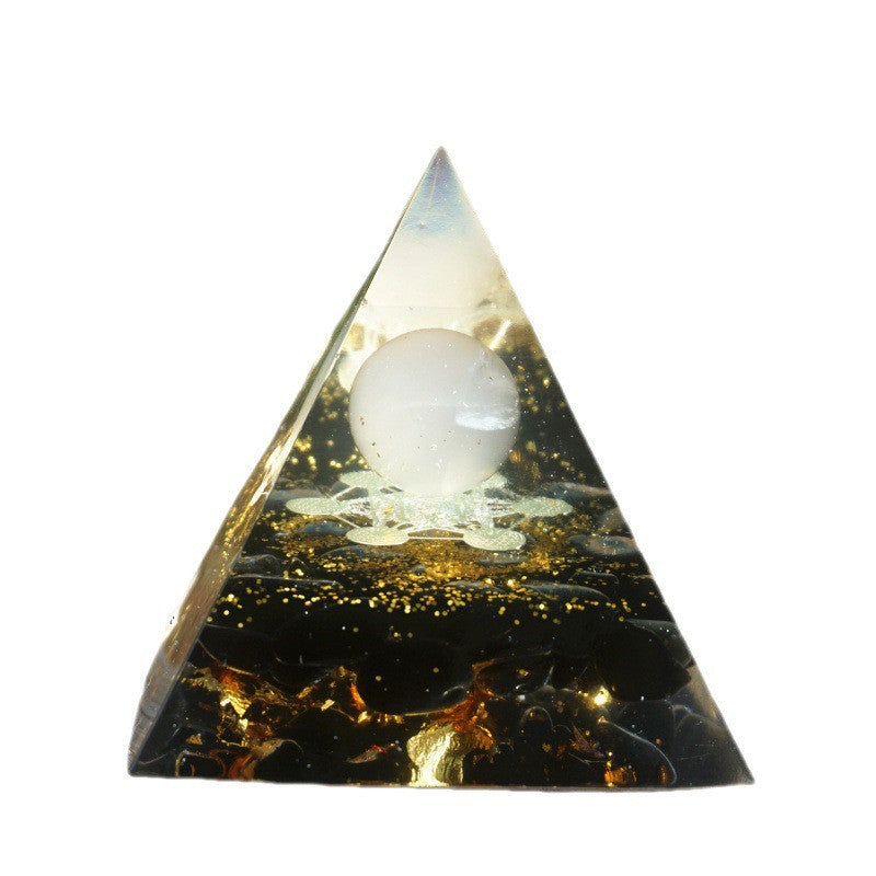 Natural Crystal Gravel Pyramid Energy Tower – Healing Stone Home Decoration