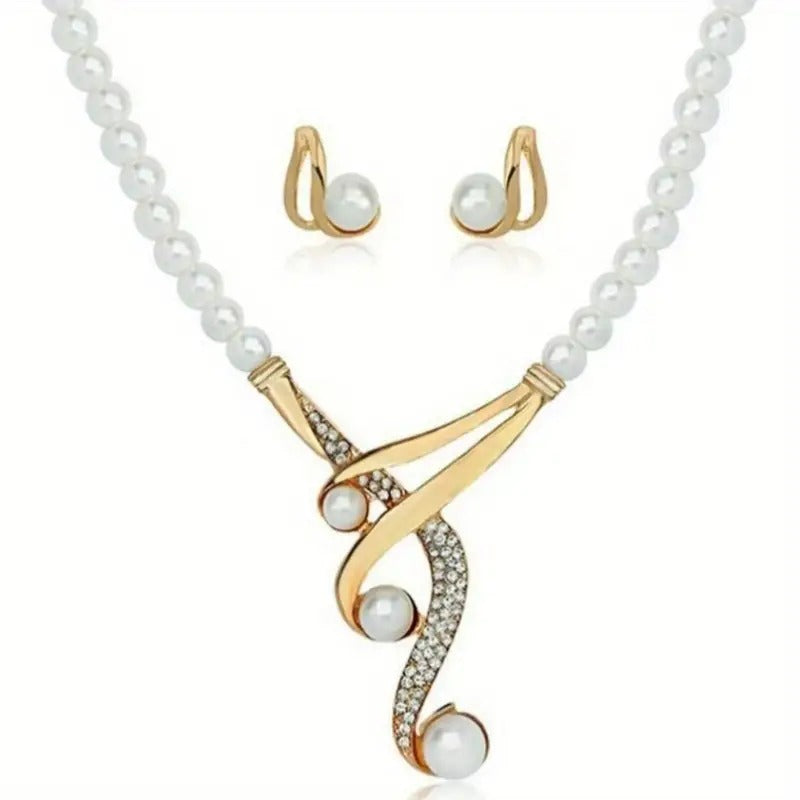 Round Artificial Pearl Necklace And A Pair Of Geometric Round Artificial Pearl Earrings Are Fashionable, Elegant And Noble, Perfect Gifts For Lovers And Friends.