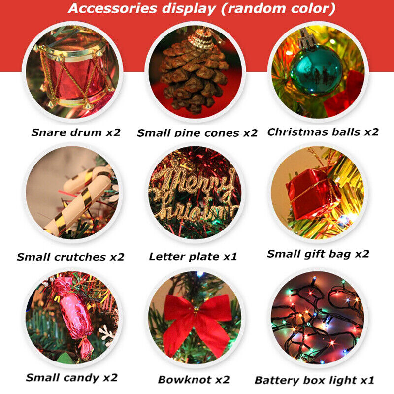 30" Mini Tabletop Christmas Tree with LED Lights & Ornaments – Artificial Small Holiday Decor