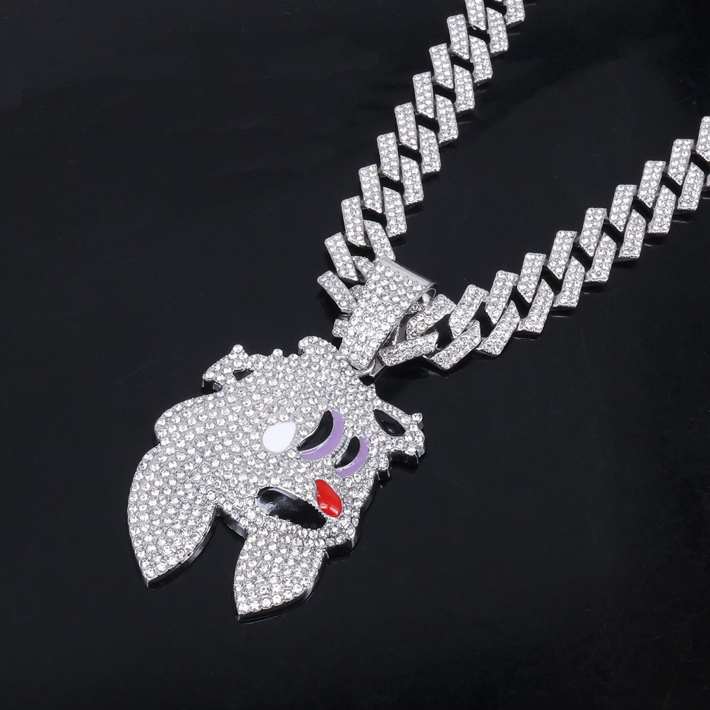 Magic Hat Rabbit Pendant Necklace – Fashion Jewelry with High-Grade Cuban Chain