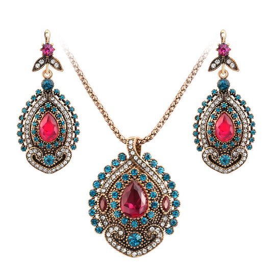 Bohemian Style Jewelry Set – Necklace, Earrings & Bracelet for Women