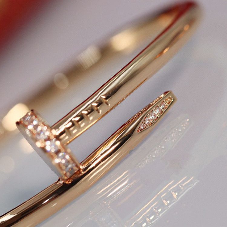 Open Adjustable Nail Bracelet – Titanium Steel with Sparkling Diamonds | Luxury Modern Jewelry for Men & Women