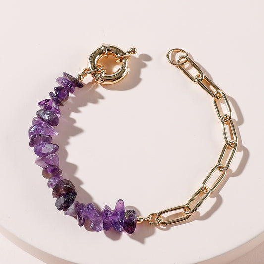 Qingdao Daiwei Rough Amethyst Stone Chain Bracelet – Natural Crystal Jewelry