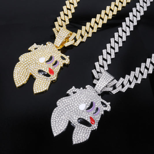 Magic Hat Rabbit Pendant Necklace – Fashion Jewelry with High-Grade Cuban Chain