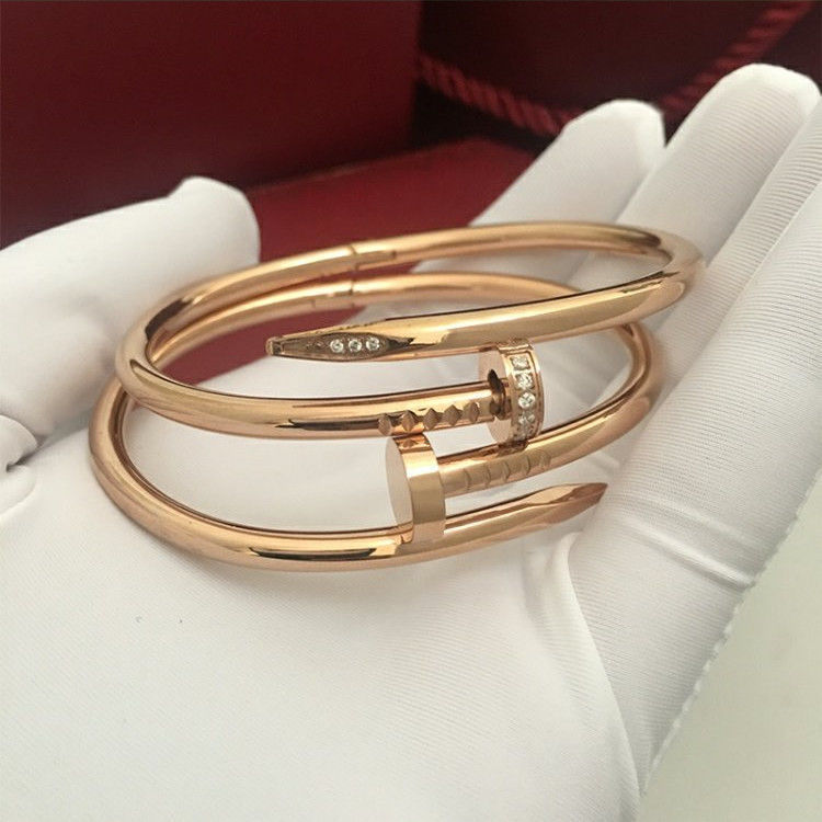 Open Adjustable Nail Bracelet – Titanium Steel with Sparkling Diamonds | Luxury Modern Jewelry for Men & Women