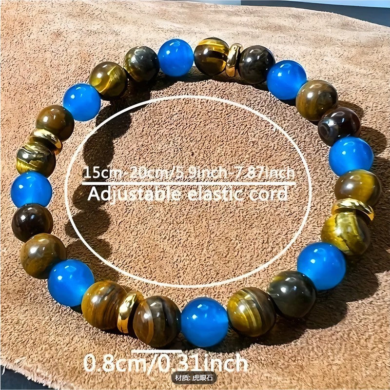 A Wealth-attracting Tiger's Eye Stone Bracelet - The Natural Beads Symbolize Wealth And Bring Abundance And Prosperity. It Is A Crystal Bracelet Jewelry Gift That Brings Peace And Good Luck