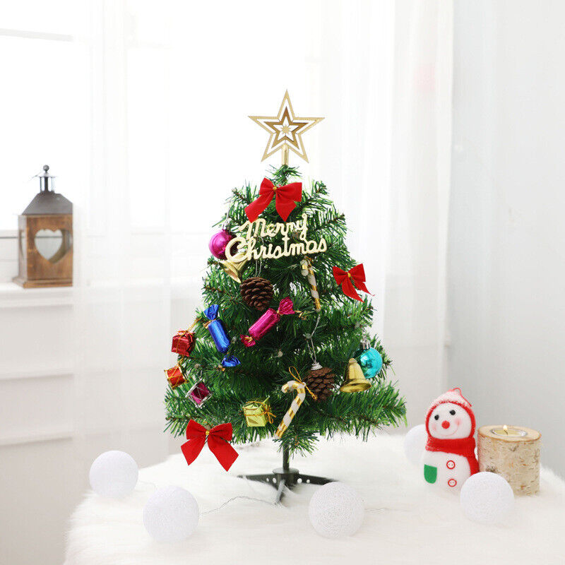 30" Mini Tabletop Christmas Tree with LED Lights & Ornaments – Artificial Small Holiday Decor