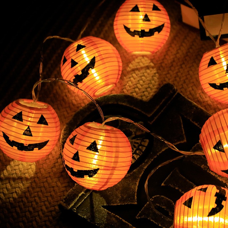 10-LED Halloween Pumpkin Curtain String Lights – Hanging Fairy Lantern for Party, Home, Window & Room Décor