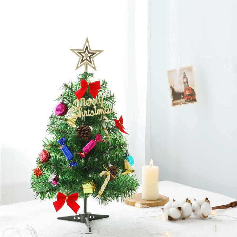 30" Mini Tabletop Christmas Tree with LED Lights & Ornaments – Artificial Small Holiday Decor