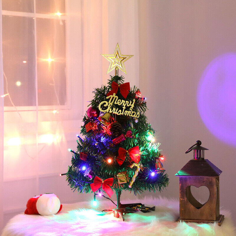 30" Mini Tabletop Christmas Tree with LED Lights & Ornaments – Artificial Small Holiday Decor