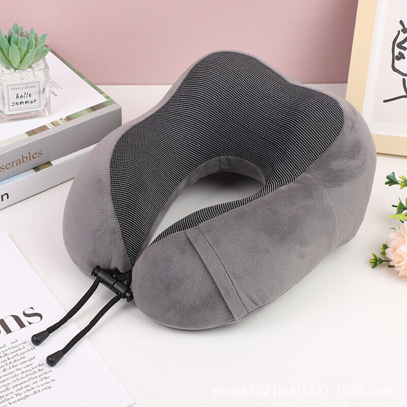 Memory Foam Travel Pillow Neck Support Cushion Without Carry Bag Ear Plugs Mask