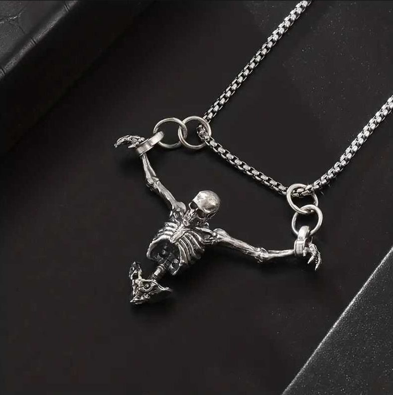 Retro Skull Necklace – European & American Style Personalized Punk Pendant for Men & Women