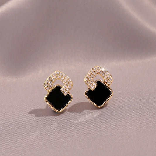 Women’s Black Cross Earrings – Small Square Design | Versatile Gift for Everyday Wear