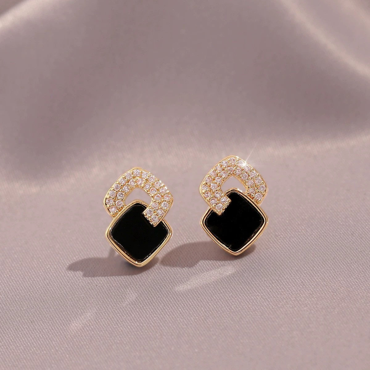 Women’s Black Cross Earrings – Small Square Design | Versatile Gift for Everyday Wear