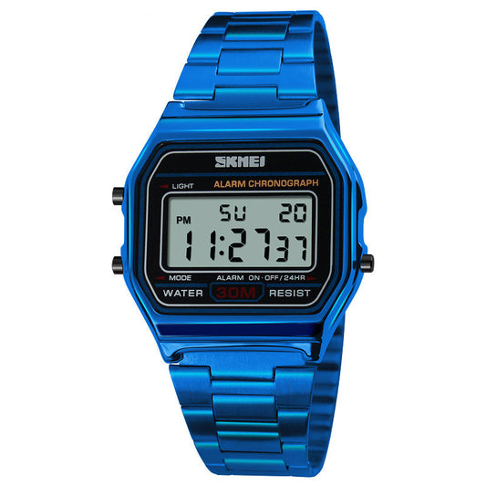 Men’s Retro Electronic Watch – Lightweight Steel Band Digital Watch