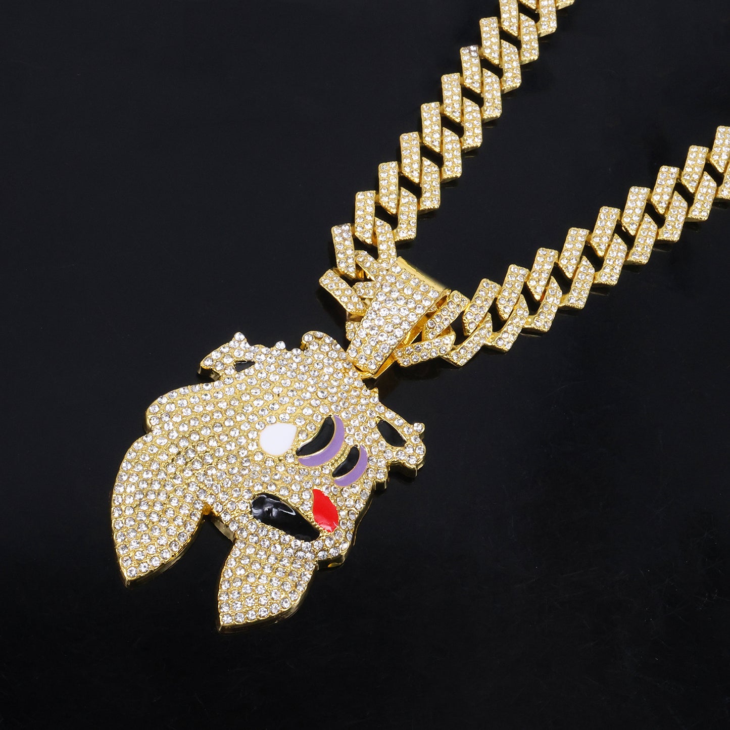 Magic Hat Rabbit Pendant Necklace – Fashion Jewelry with High-Grade Cuban Chain