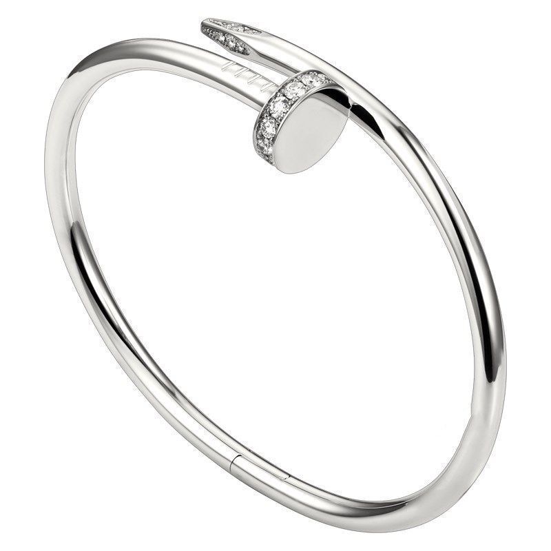 Open Adjustable Nail Bracelet – Titanium Steel with Sparkling Diamonds | Luxury Modern Jewelry for Men & Women