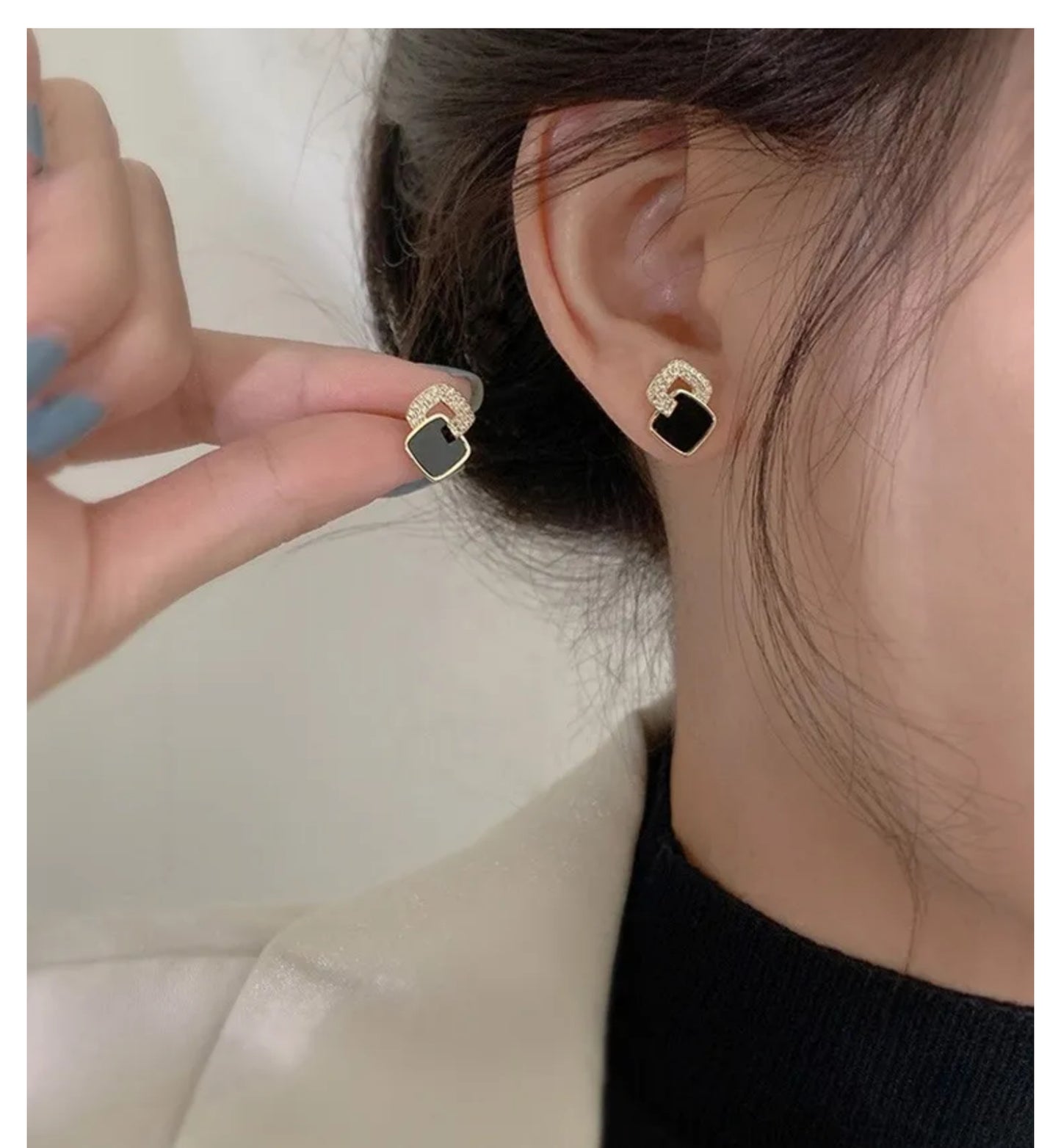 Women’s Black Cross Earrings – Small Square Design | Versatile Gift for Everyday Wear