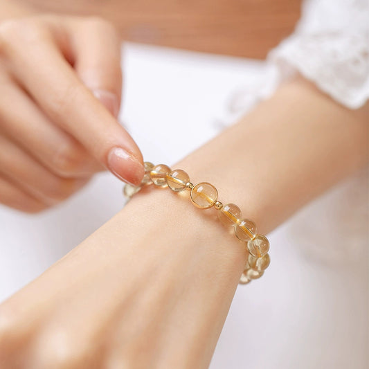 Yellow Crystal Bracelet with Golden Yellow Beads – Elegant Jewelry for Women