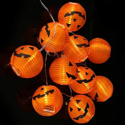 10-LED Halloween Pumpkin Curtain String Lights – Hanging Fairy Lantern for Party, Home, Window & Room Décor
