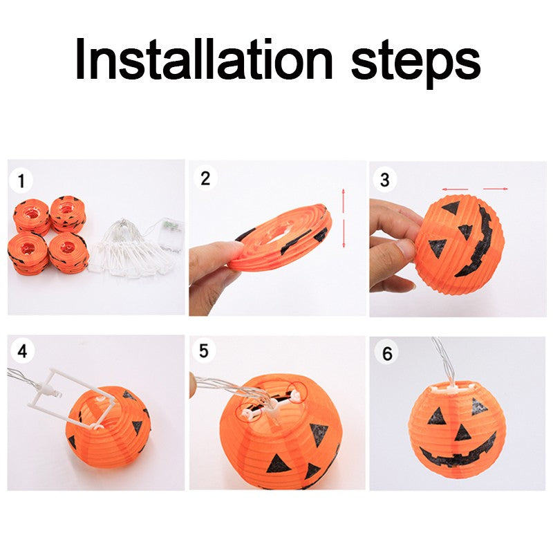 10-LED Halloween Pumpkin Curtain String Lights – Hanging Fairy Lantern for Party, Home, Window & Room Décor