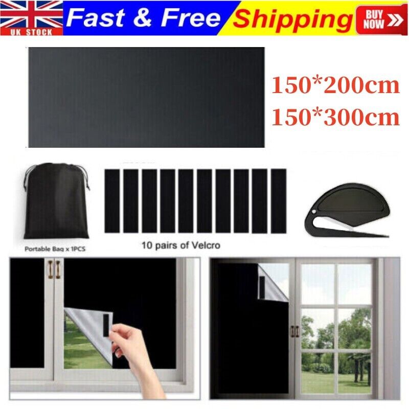 Portable Blackout Blind Window Thermal Insulated Kitchen Curtains Stick On DIY