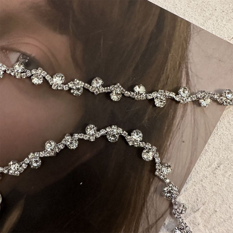 High-End Sparkling Diamond Collar Necklace – Light Luxury Detachable Choker for Elegant Women