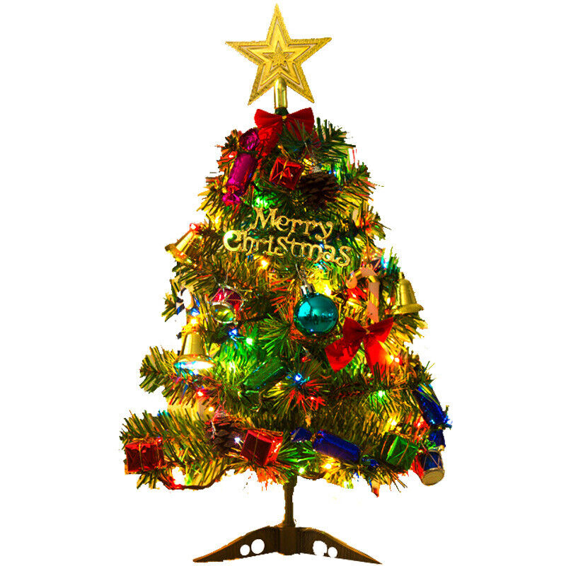 30" Mini Tabletop Christmas Tree with LED Lights & Ornaments – Artificial Small Holiday Decor