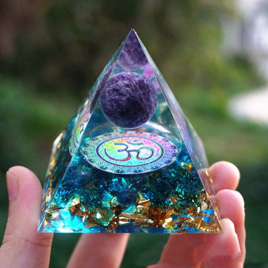 Natural Crystal Gravel Pyramid Energy Tower – Healing Stone Home Decoration
